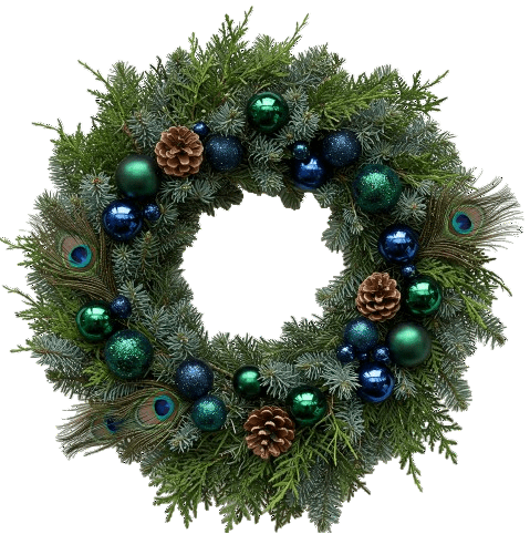 Rafined Green and Blue Christmas Door Wreath - Florist London