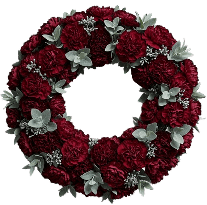 Rafined Wreath of Carnations with Eucalyptus - Florist London