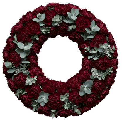 Rafined Wreath of Carnations with Eucalyptus - Florist London