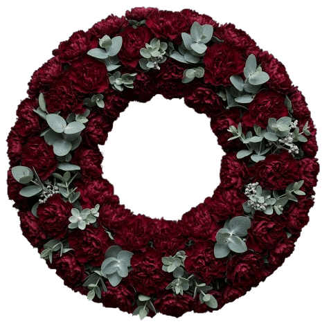 Rafined Wreath of Carnations with Eucalyptus - Florist London