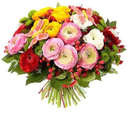 Rainbow Ranunculus Bouquet with Butterfly - Florist London