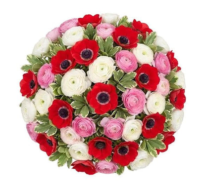 Ranunculus with Red Anemone Bouquet - Florist London