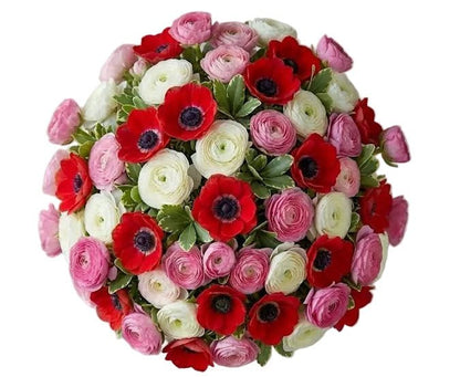 Ranunculus with Red Anemone Bouquet - Florist London