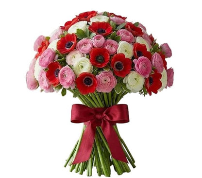Ranunculus with Red Anemone Bouquet - Florist London