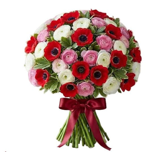 Ranunculus with Red Anemone Bouquet - Florist London