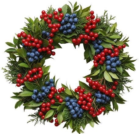 Red and Blue Berries Autumn Wreath - Florist London