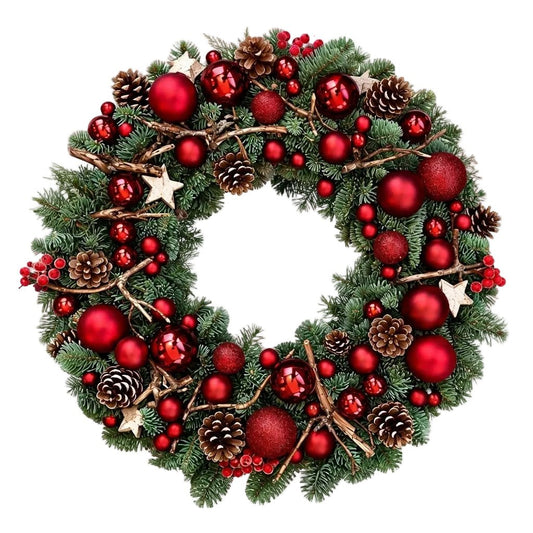Red and Burgundy Holiday Door Wreath - Florist London