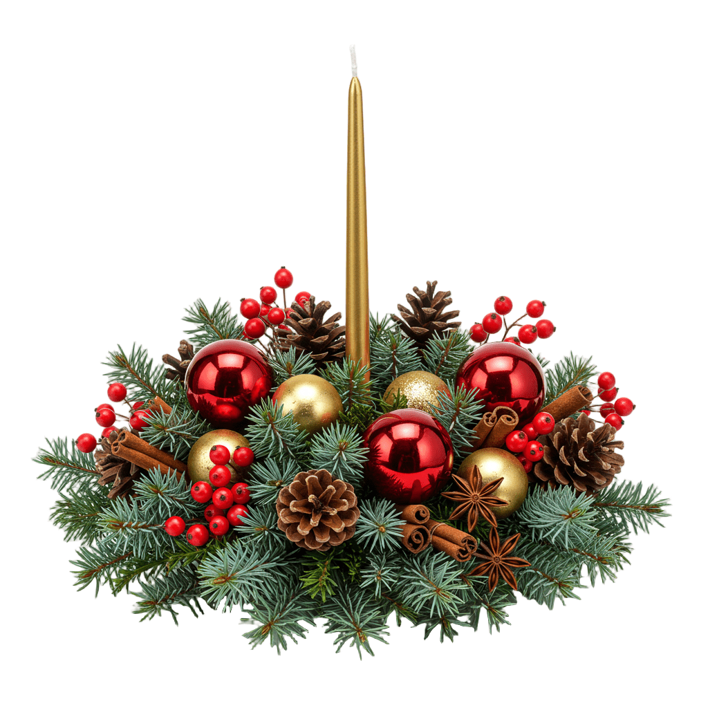 Red and Gold Baubles Christmas Centerpiece - Florist London