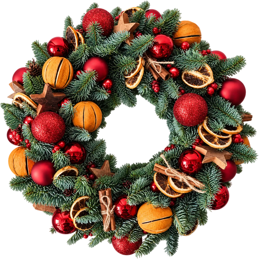 Red and Orange Christmas Wreath - Florist London