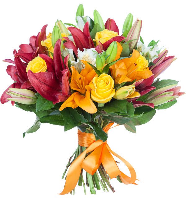 Red and Orange Lily Radiance Bouquet - Florist London