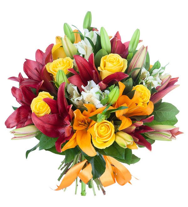Red and Orange Lily Radiance Bouquet - Florist London