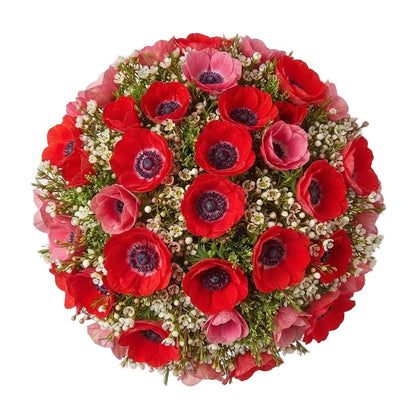 Red Anemone and Wax Flowers Bouquet - Florist London