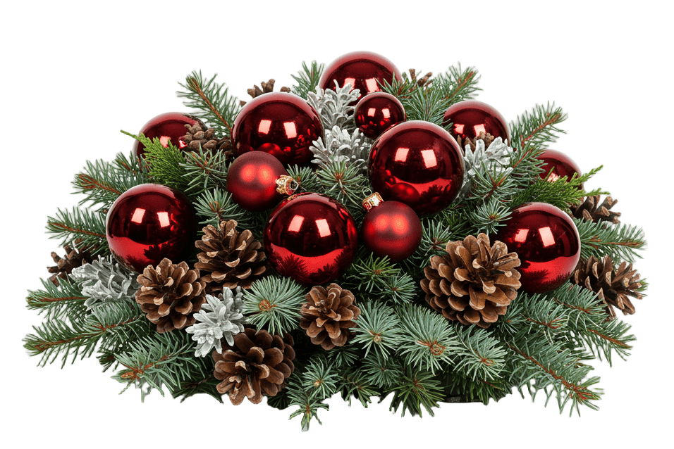 Red Baubles and Cones Festive Centerpices - Florist London