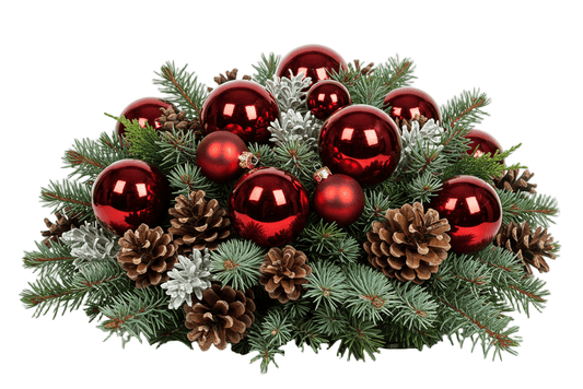 Red Baubles and Cones Festive Centerpices - Florist London