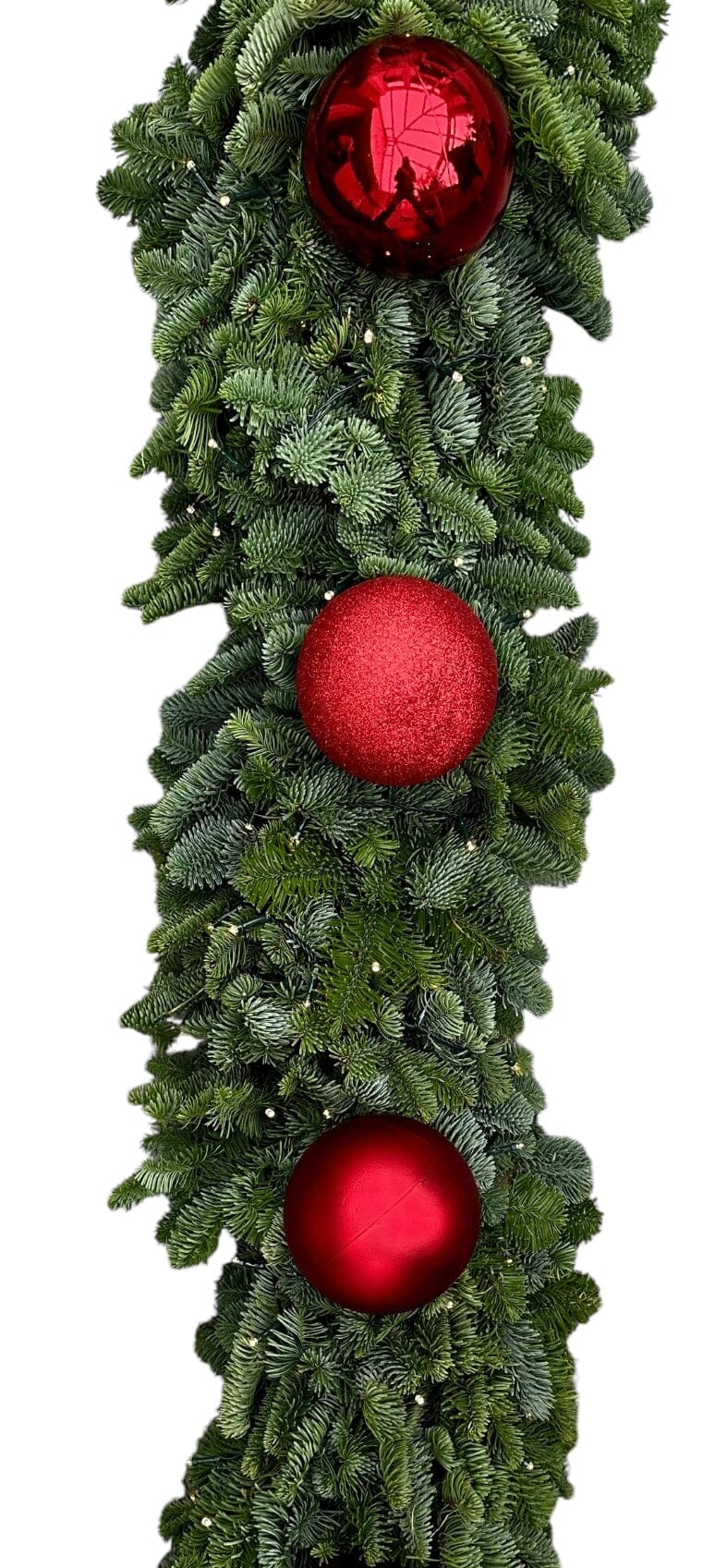 Red Baubles with Lights Fresh Garland - Florist London