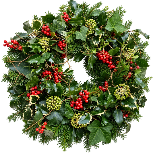 Red Berry and English Ivy Door Wreath - Florist London