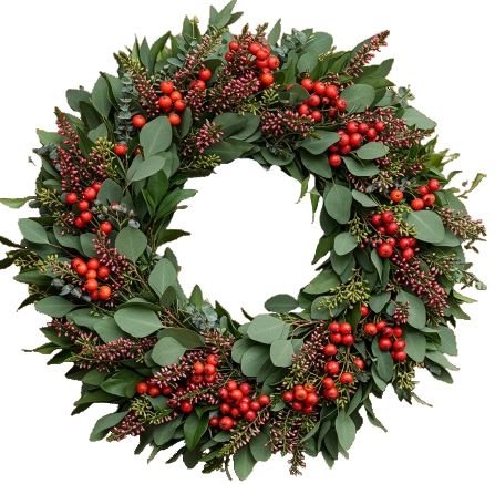 Red Berry and Populus With Berries Door Wreath - Florist London