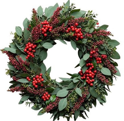 Red Berry and Populus With Berries Door Wreath - Florist London