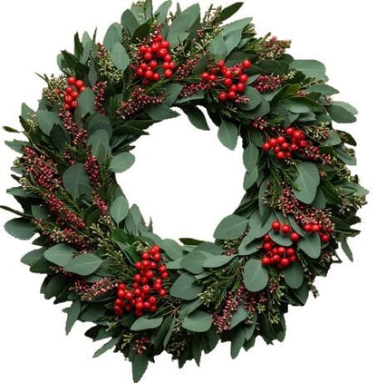 Red Berry and Populus With Berries Door Wreath - Florist London
