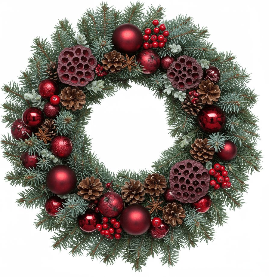 Red Charm Festive Door Wreath - Florist London