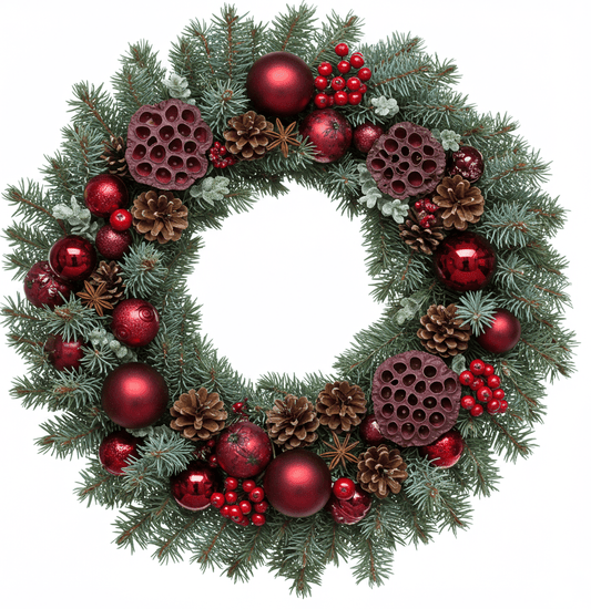 Red Charm Festive Door Wreath - Florist London