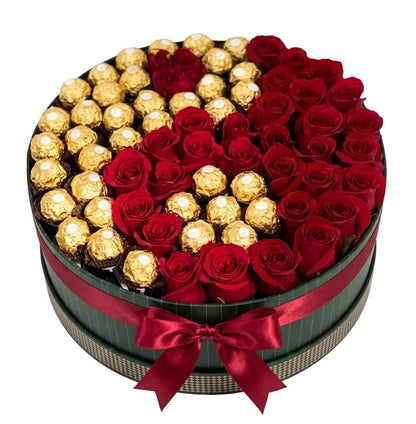 Red Roses with Ferrero Sweet Box - Florist London