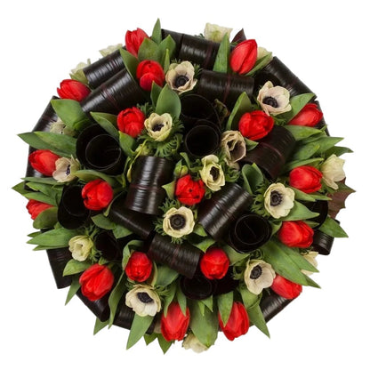 Red Tulips and Anemone Bouquet - Florist London