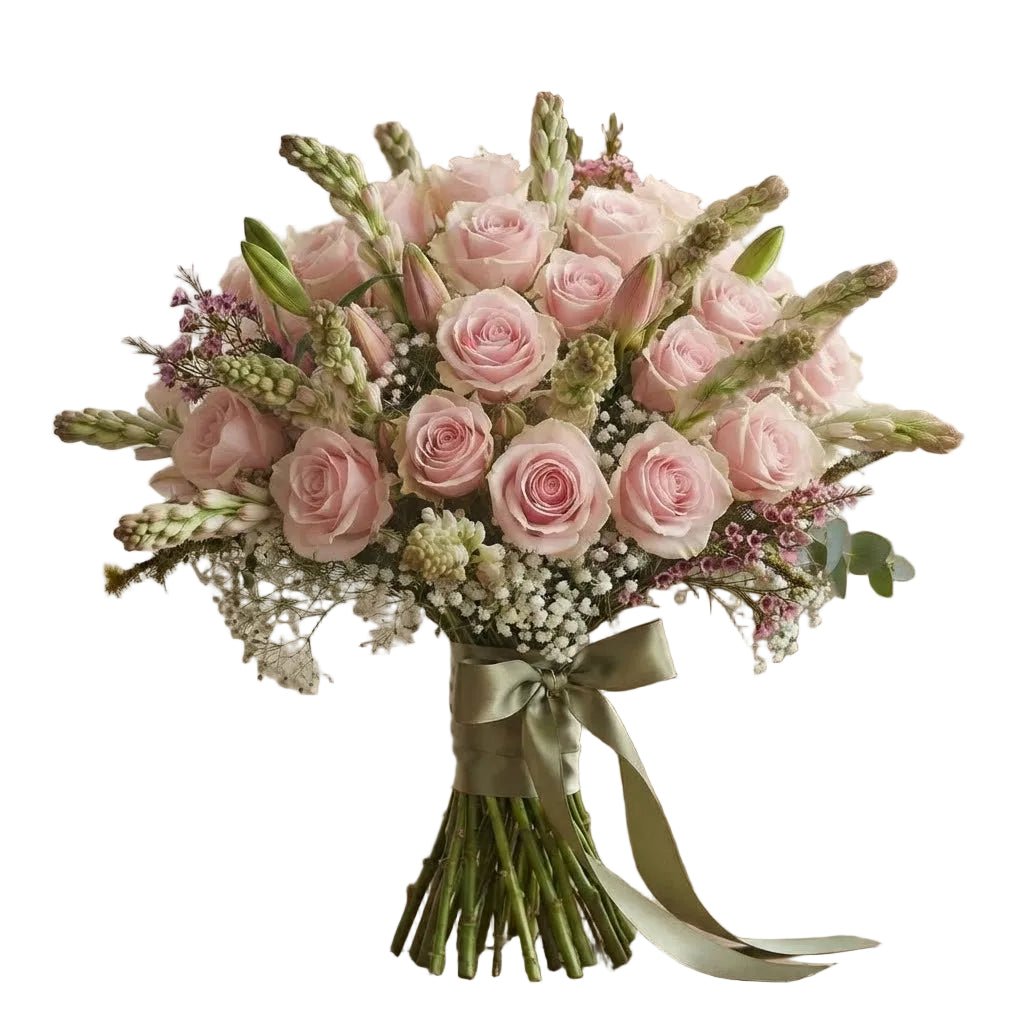 Romantic Pink Lilies, Roses and Tuberose Bouquet - Florist London