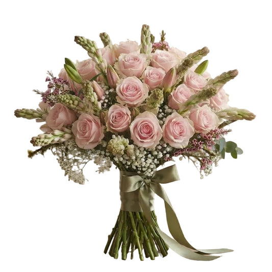 Romantic Pink Lilies, Roses and Tuberose Bouquet - Florist London