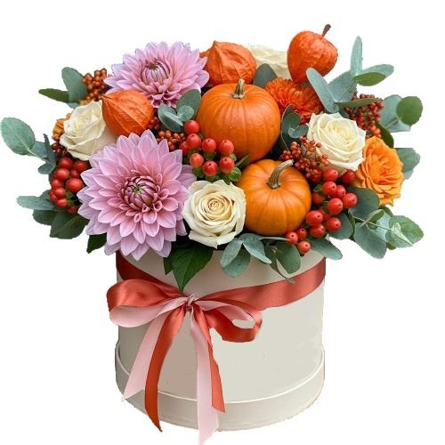 Roses and Pink Dahlia Halloween Box - Florist London