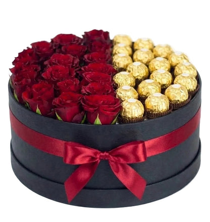 Roses with Chocolates Elegant Box - Florist London