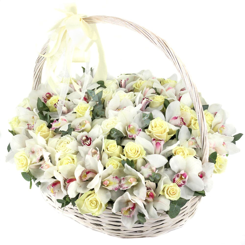 Roses with Cymbidium Basket - Florist London