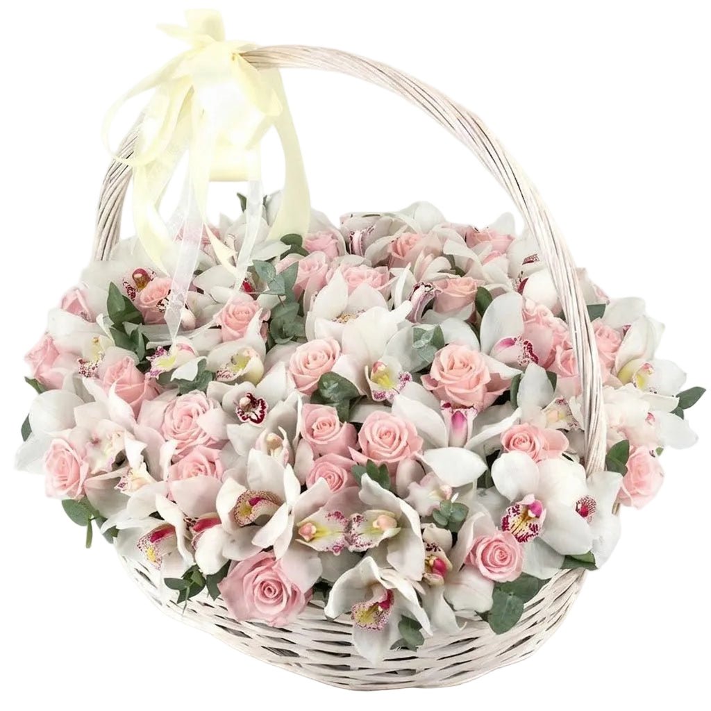 Roses with Cymbidium Basket - Florist London