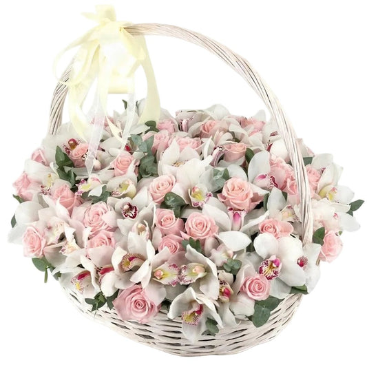 Roses with Cymbidium Basket - Florist London