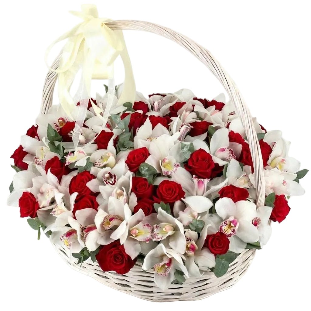 Roses with Cymbidium Basket - Florist London
