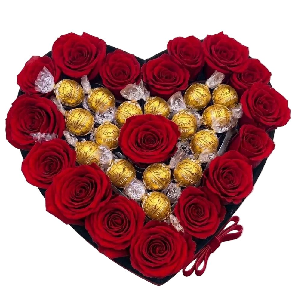 Roses with Lindt Truffles Box - Florist London