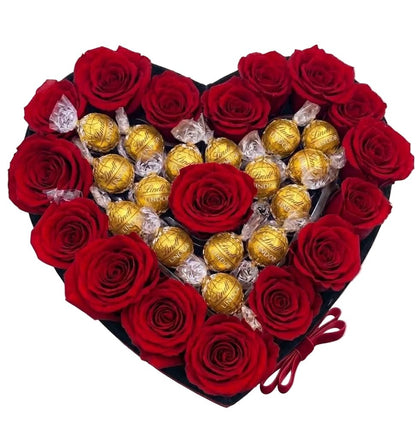 Roses with Lindt Truffles Box - Florist London