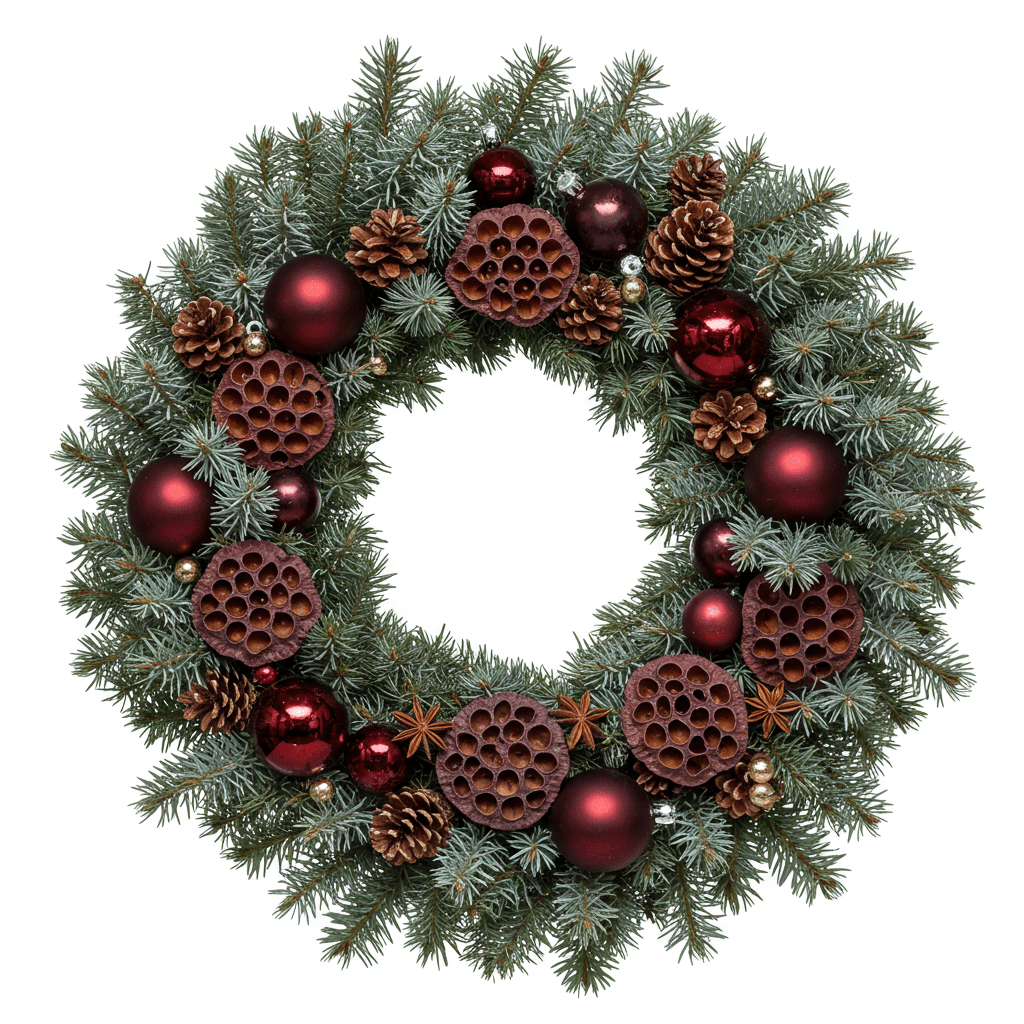 Rustic Burgundy Spruce Door Wreath - Florist London