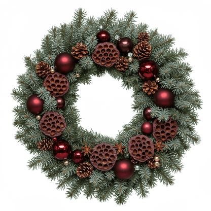 Rustic Burgundy Spruce Door Wreath - Florist London