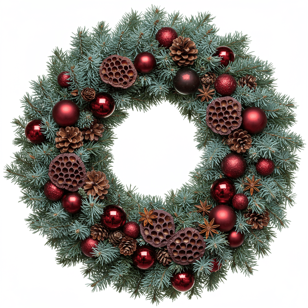 Rustic Burgundy Spruce Door Wreath - Florist London