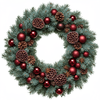 Rustic Burgundy Spruce Door Wreath - Florist London