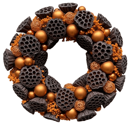 Rustic Lotus in Orange Harvest Wreath - Florist London