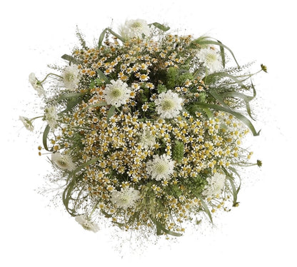 Scabiosa with Tanacetum in Panicum Grass Bouquet - Florist London