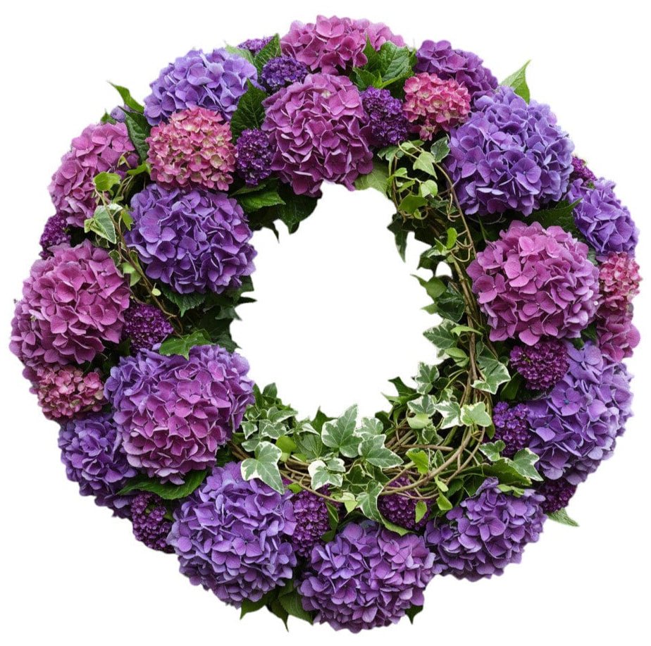 Shade of Purple Hydrangea Luxury Autumn Wreath - Florist London