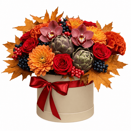 Shades of Autumn Flowers in Box - Florist London