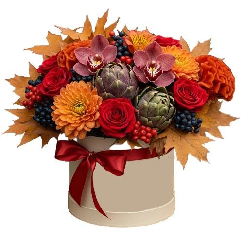 Shades of Autumn Flowers in Box - Florist London