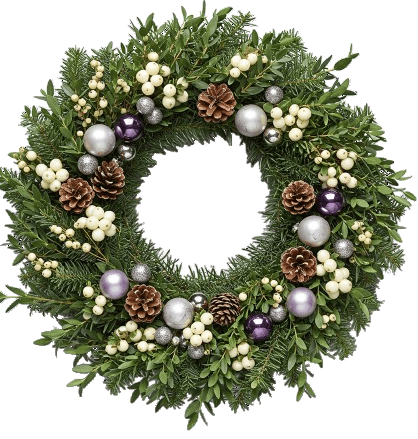 Silver & Lavender Winter Wreath - Florist London