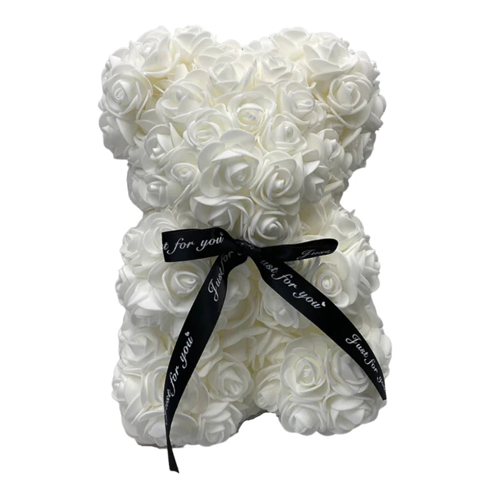 Small White Rose Flower Bear - Florist London