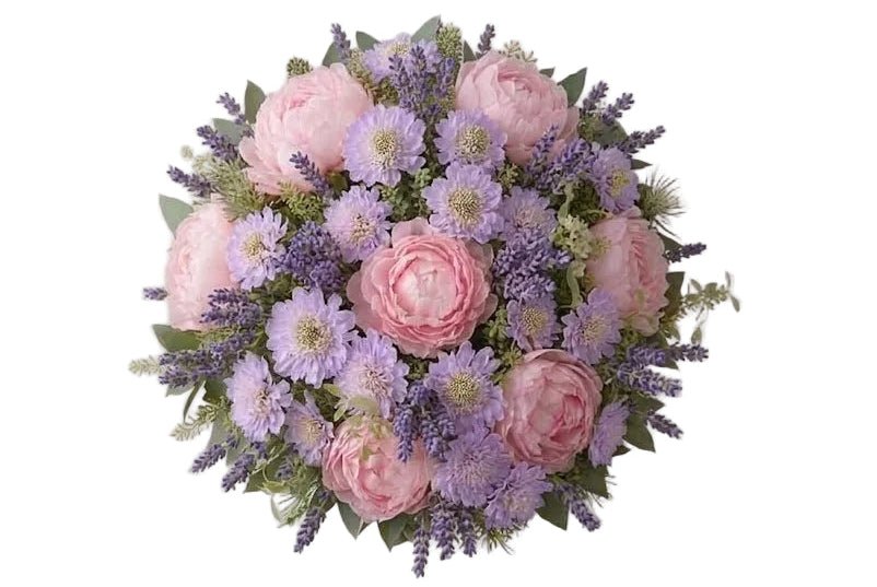 Soft Garden Peonies with Lavender and Scabiosa Bouquet - Florist London