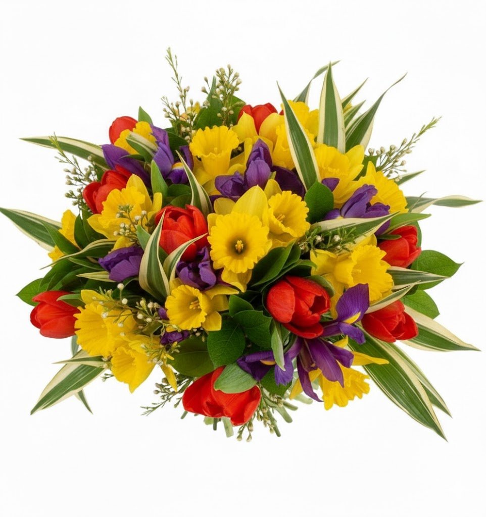 Spring Bouquet of Daffodils with Tulips and Iris - Florist London